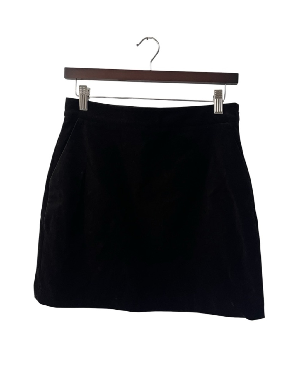 & Other Stories Black Velvet Mini Skirt With Pockets Size 6